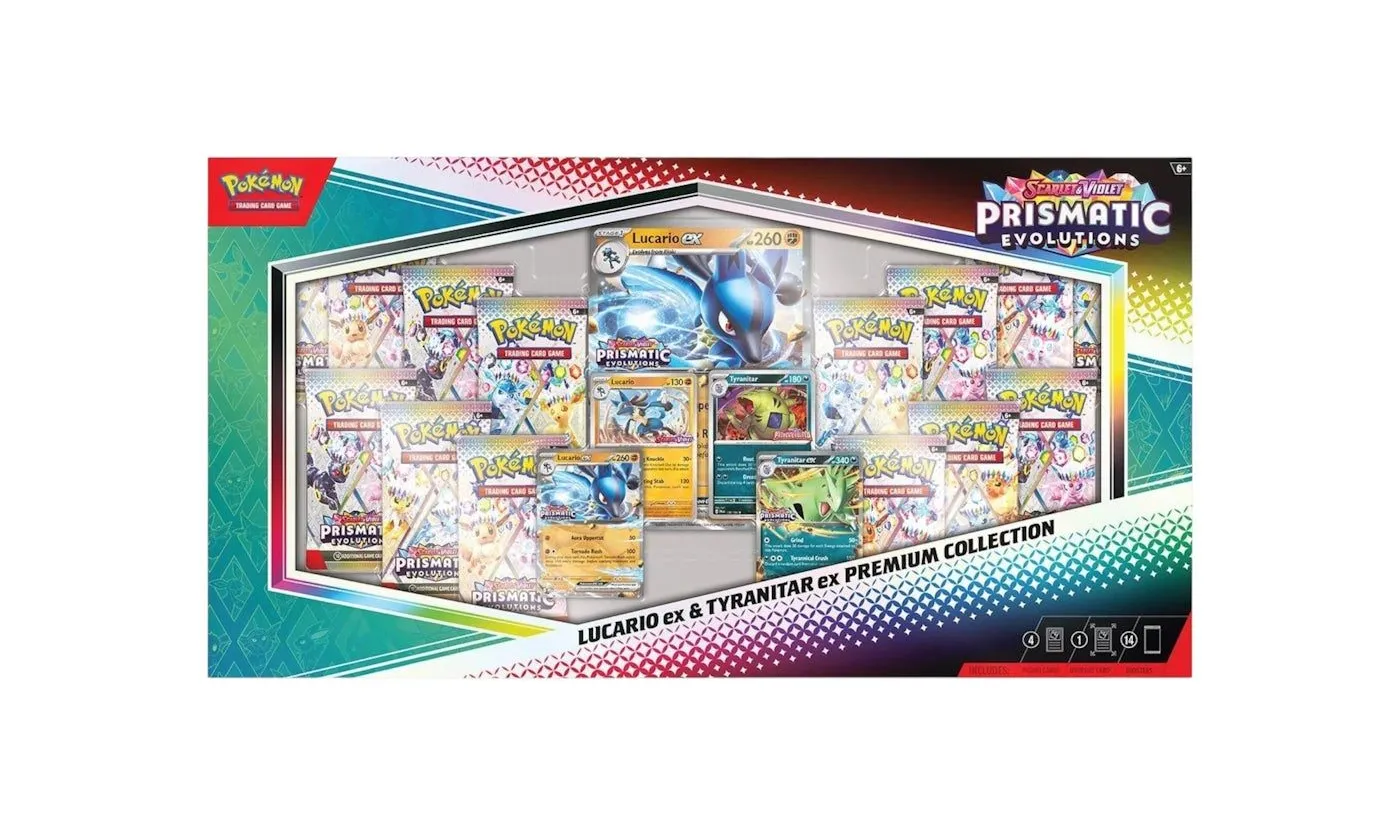 Pokémon 2025 - Scarlet & Violet Evoluzioni Prismatiche Lucario ex & Tyranitar ex Premium Collection - immagine 2