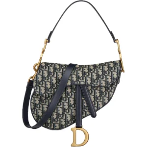 Borsa Dior Saddle Jacquard  Oblique blu