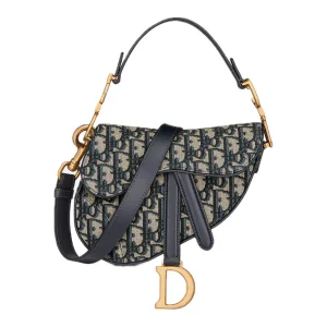Borsa Dior Mini Saddle Jacquard Oblique blu