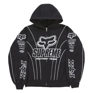 Supreme Fox Racing Zip Up Hooded Sweatshirt Black